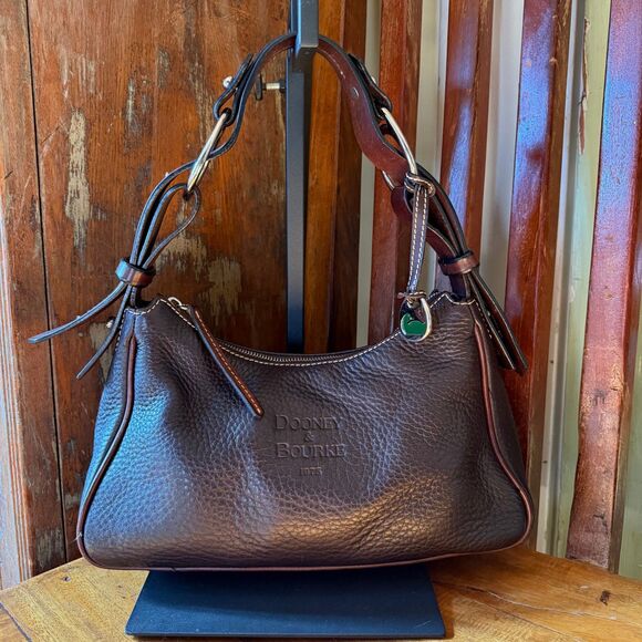 Vintage Dooney & Bourke 1975 Medium Hobo — Chocolate Pebbled Leather - Picture 1 of 12